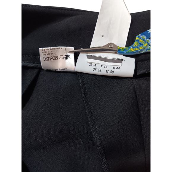 NEW AKRIS PUNTO Wide Leg Pants 14 Tailored 35x26 Similar to Cropped Chiaro Black - Picture 9 of 13